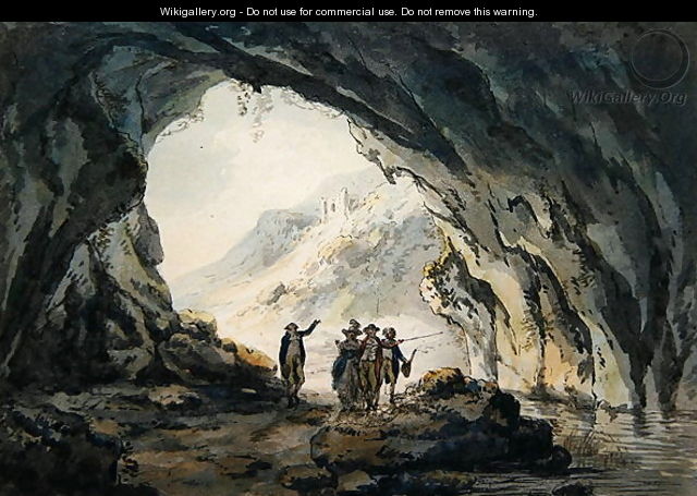 Travellers by a Cave - Julius Caesar Ibbetson