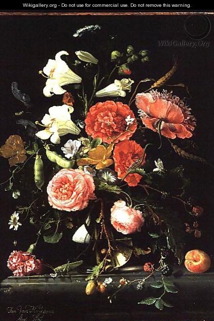Still Life of Flowers in a Glass Vase - Jan Van Huysum