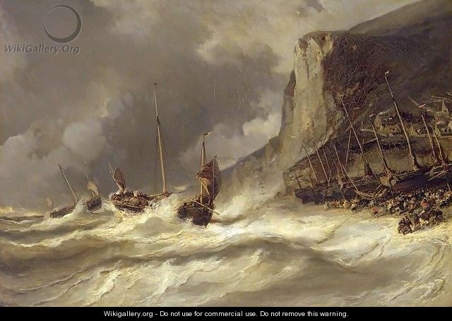 Storm on the Coast at Etretat Normandy - Eugène Isabey
