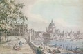 A copy of part of a drawing by Canaletto of St Pauls Cathedral from the Terrace of Somerset House - William James