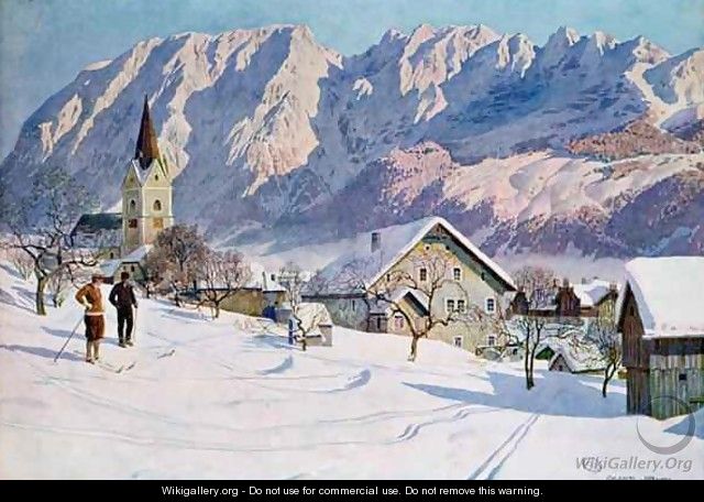 Mitterndorf in Austria after an original watercolour - (after) Jahn, Gustave