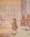 Louis XIV in the courtyard of Versailles uttering his celebrated phrase Jai Failli Attendre - Jacques Onfray de Breville