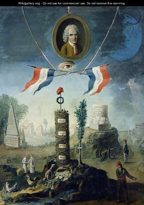 An Allegory of the Revolution with a portrait medallion of Jean Jacques Rousseau - Nicolas Henri Jeaurat de Bertry