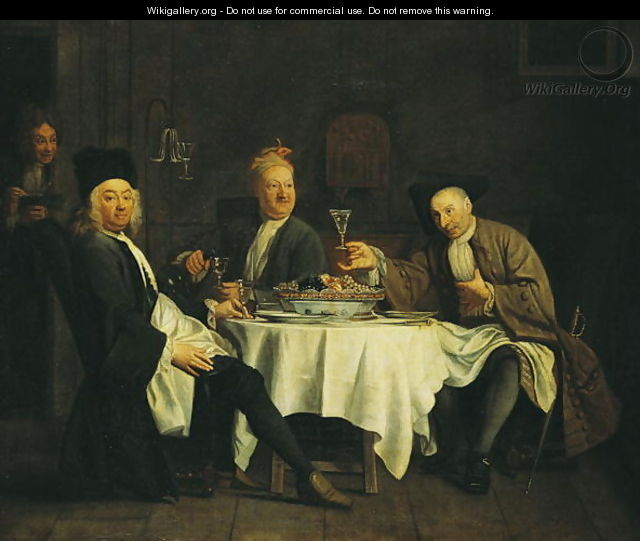 The Poet Alexis Piron 1689-1773 at the Table with his Friends Jean Joseph Vade 1720-57 and Charles Colle 1709-83 - Etienne Jeaurat