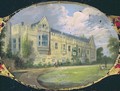 Victorian sewing box panel decorated with an oval cameo of St Johns College gardens - L. and Bettridge, H. Jennens