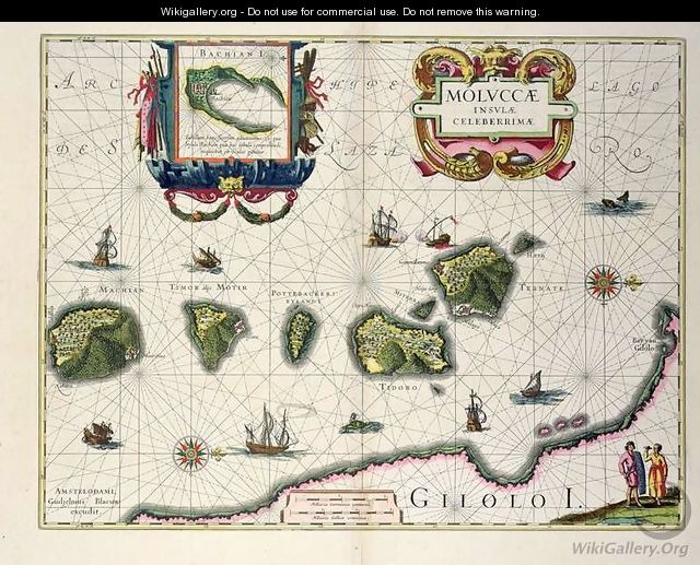 Map showing the Molucca Islands off Halmahera - Joannes Jansson