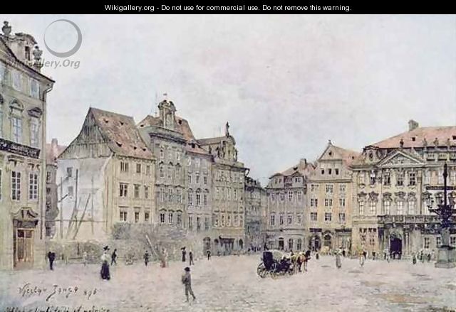 View of the north east side of the Staromestsky Rynk in 1896 - Vaclav Jansa