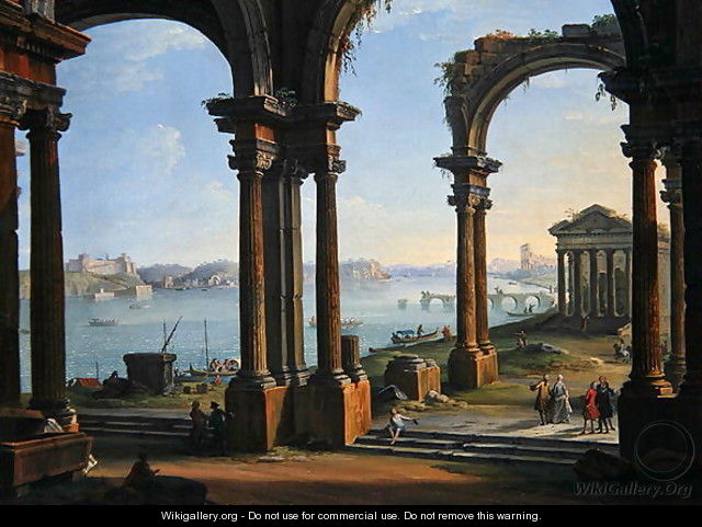 Harbour Scene through Ruined Arches - Antonio Joli