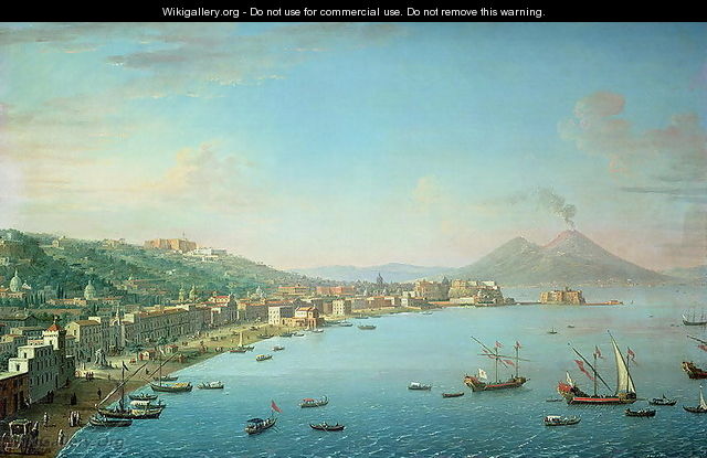 Naples from the Bay with Mt Vesuvius in the Background - Antonio Joli
