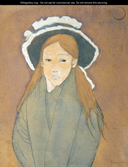 Girl with Large Hat and Straw Coloured Hair - Gwen John