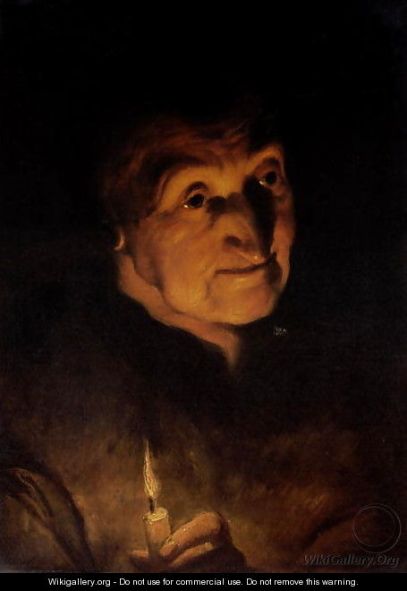 Study of an Old Woman holding a Candle - (attr. to) Jordaens, Jacob