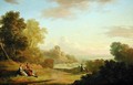 An Imaginary Landscape with a Traveller and Figures Overlooking the Bay of Baiae - Thomas Jones