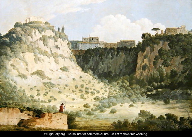 View of the Temple of Diana Nemi with a Shepherd in the Foreground - Thomas Jones