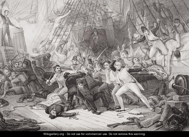 Nelson boarding the San Josef at the Battle of St Vincent - George Jones