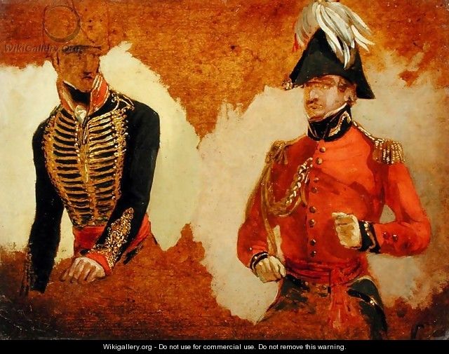 Studies of Royal Horse Artillery Uniform and of an ADC to the Commander in Chief a study for The Battle of Waterloo - George Jones