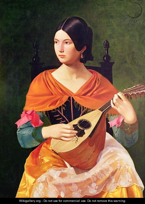 Young Woman with a Mandolin - Vekoslav Karas