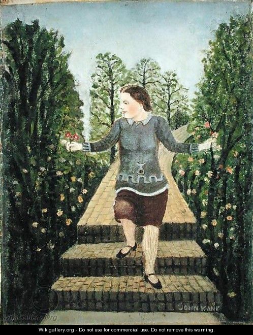 Girl Walking Down the Garden Steps - John Kane