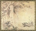 Two Fold Screen depicting Birds and Waterfall - Eitoku Kano