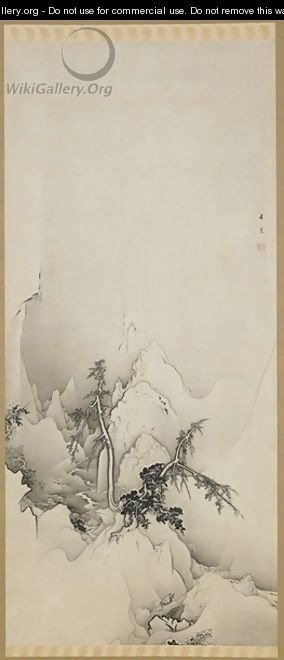 Winter landscape a ravine Edo period - Hogai Kano
