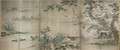 Birds and Flowers six panel folding screen Muromachi period - Shoei Kano