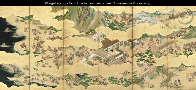 Six Fold Screen depicting Battle of the Genji and the Heike Clans 2 - Yusetsu Kaiho