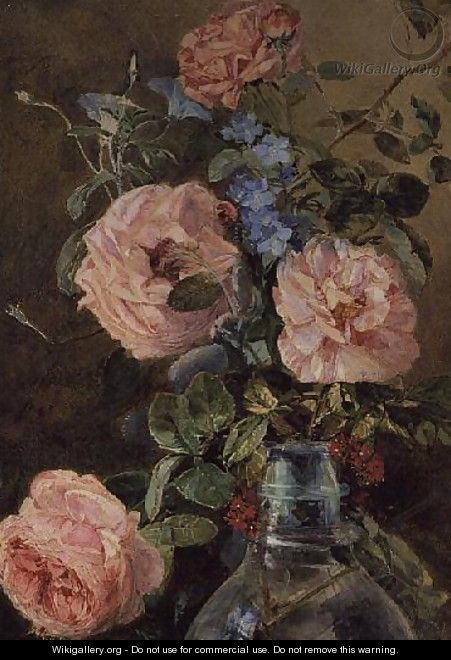 Roses Convolvulus and Delphiniums - James Holland