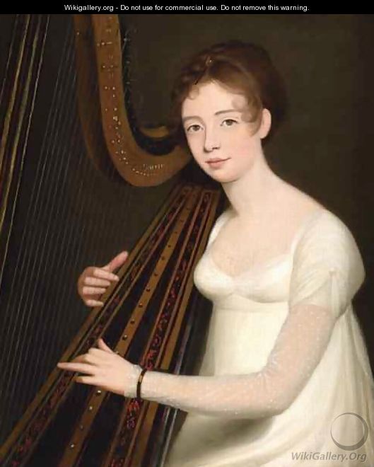 Portrait of a Young Woman playing the Harp - Robert Home