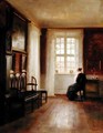 Interior with Woman Sewing - Carl Vilhelm Holsoe