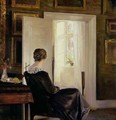 A woman seated near a door - Carl Vilhelm Holsoe