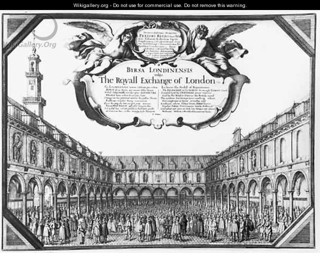 The Inside View of the Royal Exchange London - Wenceslaus Hollar