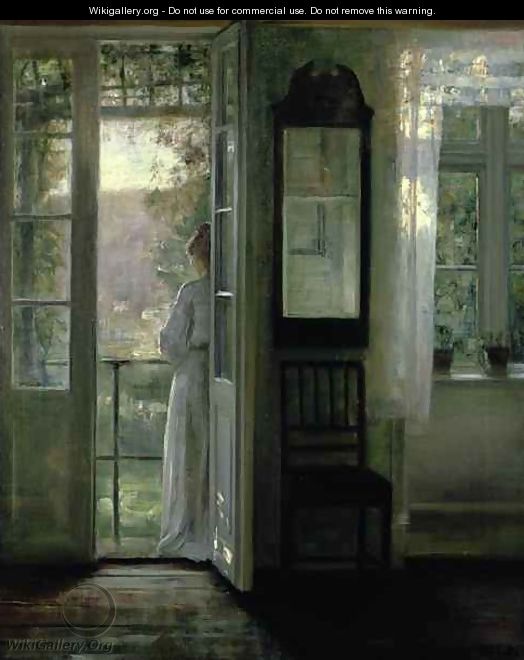 Girl Standing on a Balcony - Carl Vilhelm Holsoe