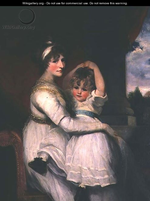 Georgina Countess of Bathurst and her son - John Hoppner