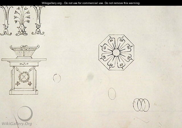 Design for moulded work decoration from Twenty one pen drawings of Decorative Details in Antique Style - Thomas Hope