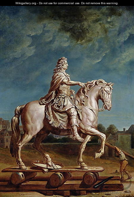 Transporting the Equestrian Statue of Louis XIV from the Workshop at the Convent of the Capucines in 1669 - René-Antoine Houasse