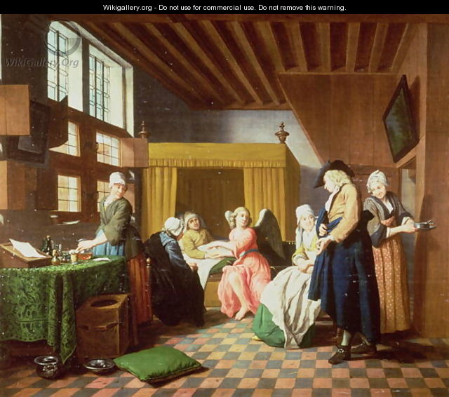 The Doctors Visits A Dutch Proverb The Doctor is Portrayed as an Angel Administering Aid to the Sick Man - Jan Josef, the Elder Horemans