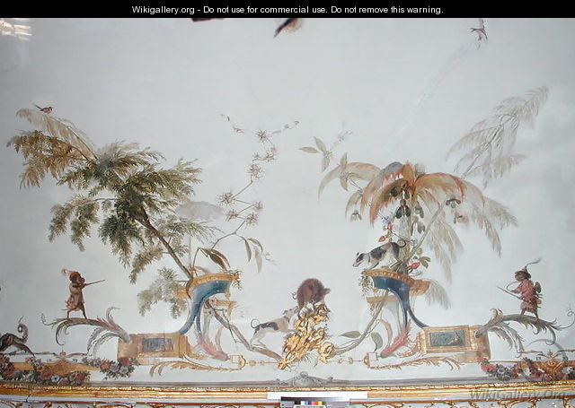 The Boar Hunt detail from the ceiling of La Grande Singerie - Christophe Huet