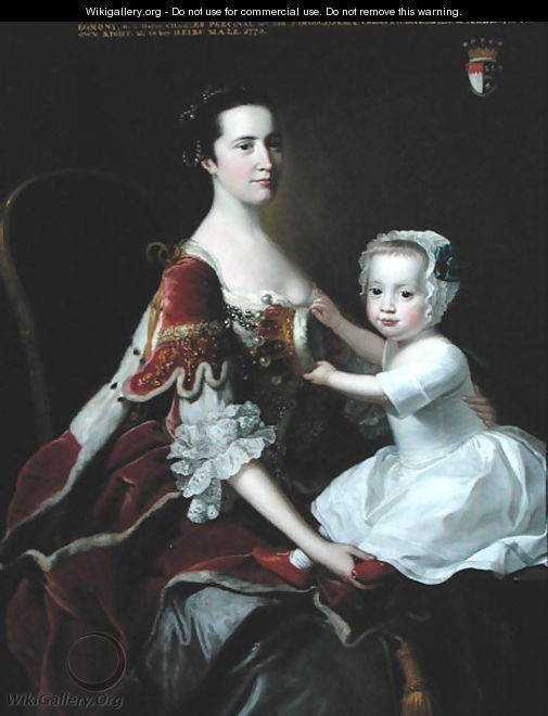 Portrait of Catherine Compton Countess of Egmont and her Eldest Son Charles Perceval - Thomas Hudson