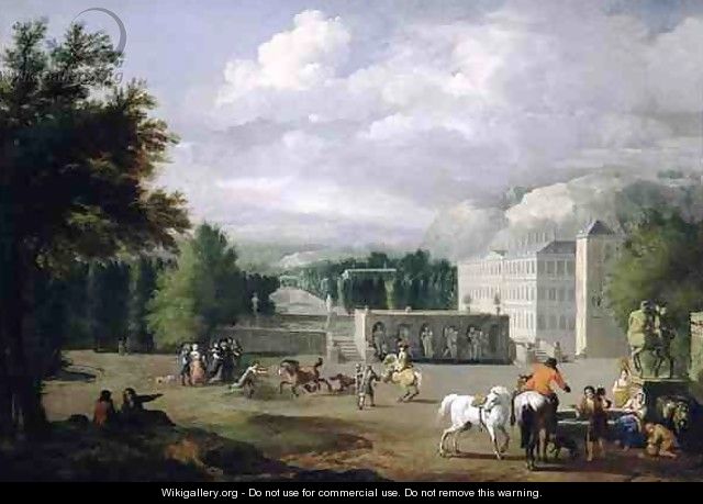View of a Country Mansion with a Riding School - or Huchtenburgh, Jan van Huchtenberg