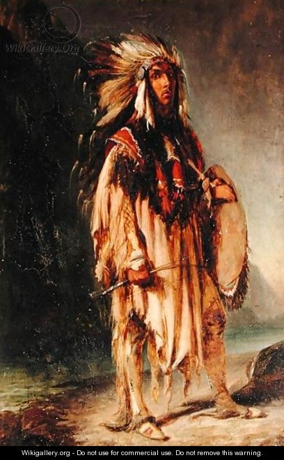 A North American Indian in an Extensive Landscape - William Huggins