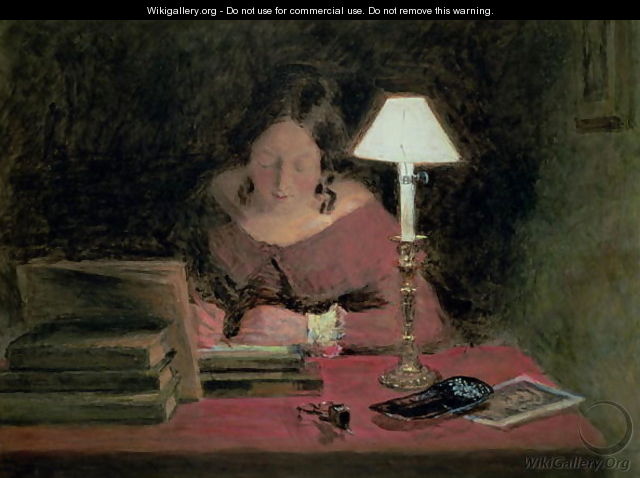 Girl Writing by Lamplight - William Henry Hunt