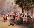 Early Morning in the Village Cattle Market - William Hunt
