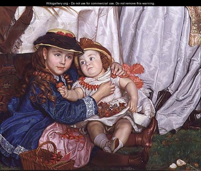 Lady Fairbairn with her Children detail of Constance and James - William Holman Hunt