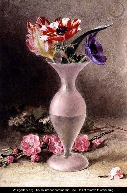 Glass vase and flowers - William Henry Hunt