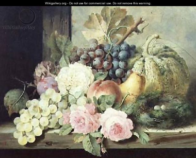 Still Life with Roses and Fruit - Edward Ladell