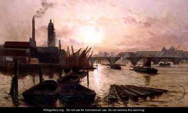 The Old Hungerford Bridge on the River Thames - Charles John de Lacy