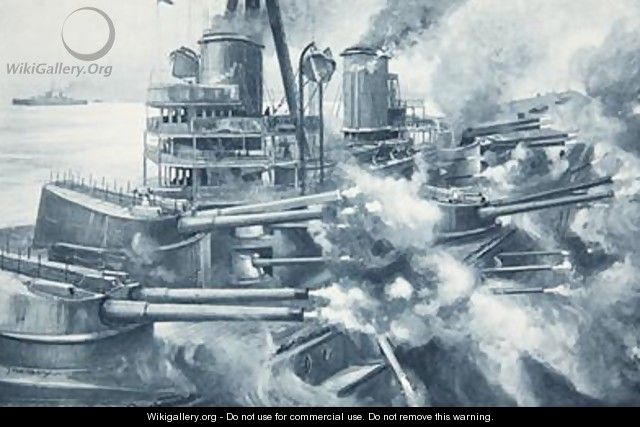 Biting with all her teeth at once the tremendous power of a Great modern Battleships broadside - Charles John de Lacy