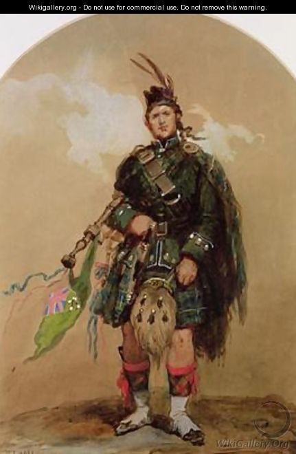A Piper of the 79th Highlanders at Chobham Camp in 1853 - Eugene Louis Lami