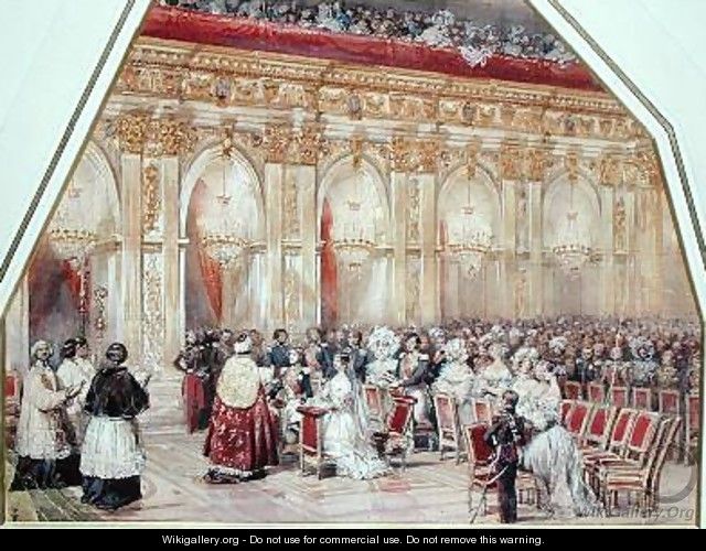 The Marriage of Ferdinand Philippe 1810-42 duc dOrleans and Helene Louise de Mecklembourg 1814-58 in the Grand Chapel of Fontainebleau - Eugene Louis Lami