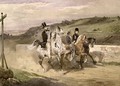 Horace Vernet and his Children Riding in the Country - Eugene Louis Lami
