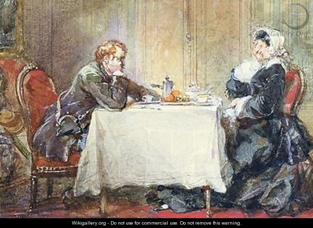 Alfred de Musset 1810-57 and George Sand 1804-76 at the Table - Eugene Louis Lami